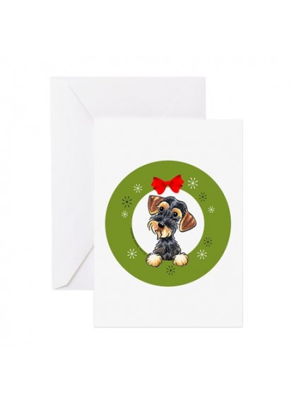 Christmas card wire hair dachshund
